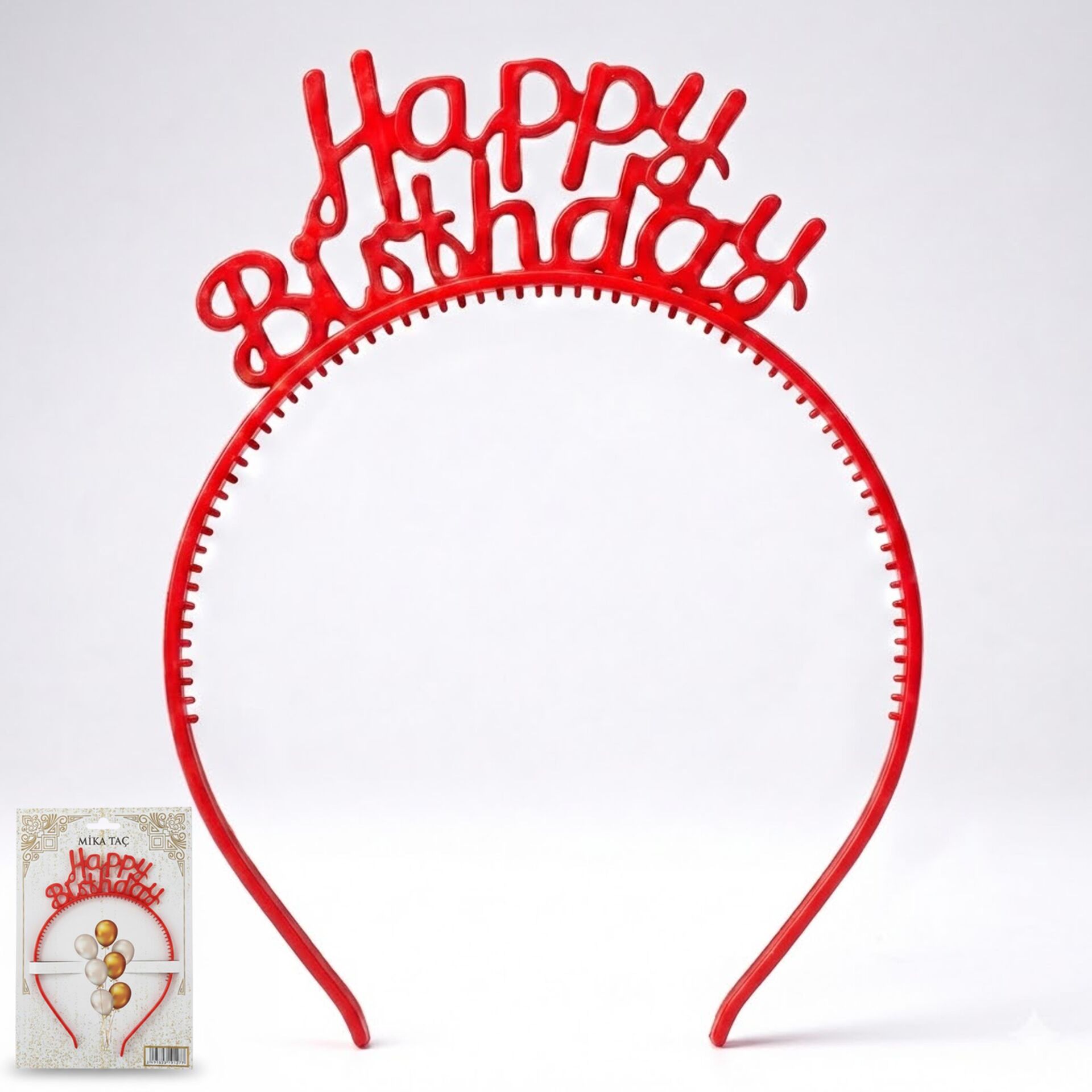 PLS RENKLİ TAÇ HAPPY BİRTHDAY KIRMIZI