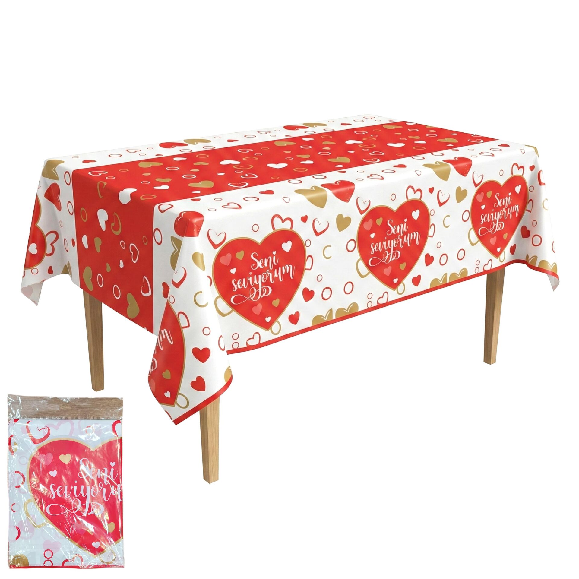 BASKILI MASA ÖRTÜSÜ SENİ SEVİYORUM