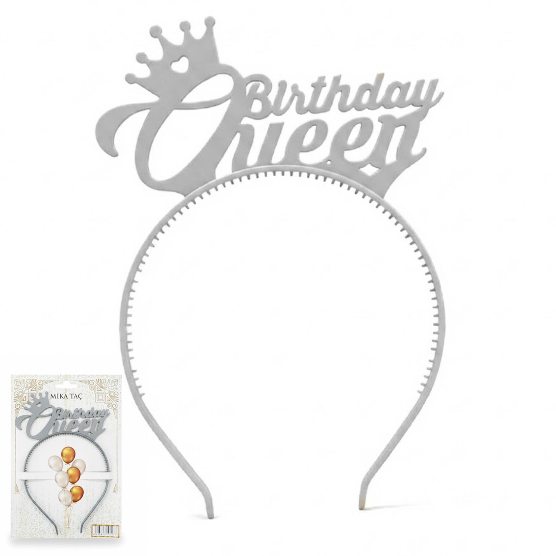 PLS RENKLİ TAÇ BİRTHDAY QUEEN GÜMÜŞ