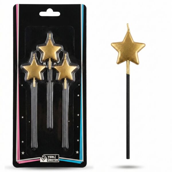 MUM 15 CM YILDIZ ÇUBUKLU ALTIN 3 LÜ