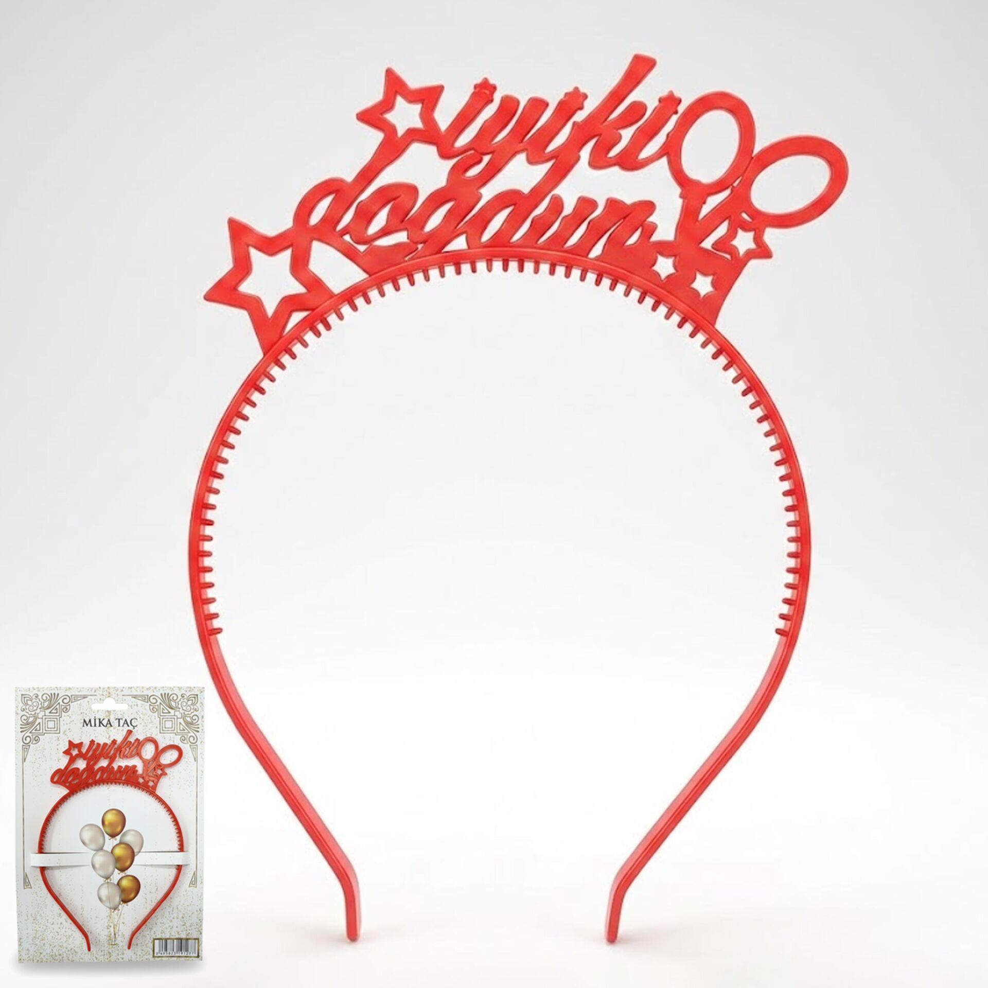 PLS RENKLİ TAÇ İYİKİ DOĞDUN KIRMIZI