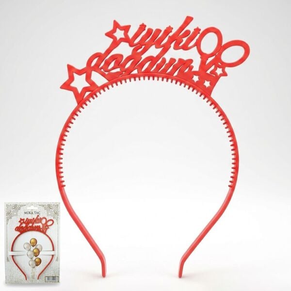 PLS RENKLİ TAÇ İYİKİ DOĞDUN KIRMIZI