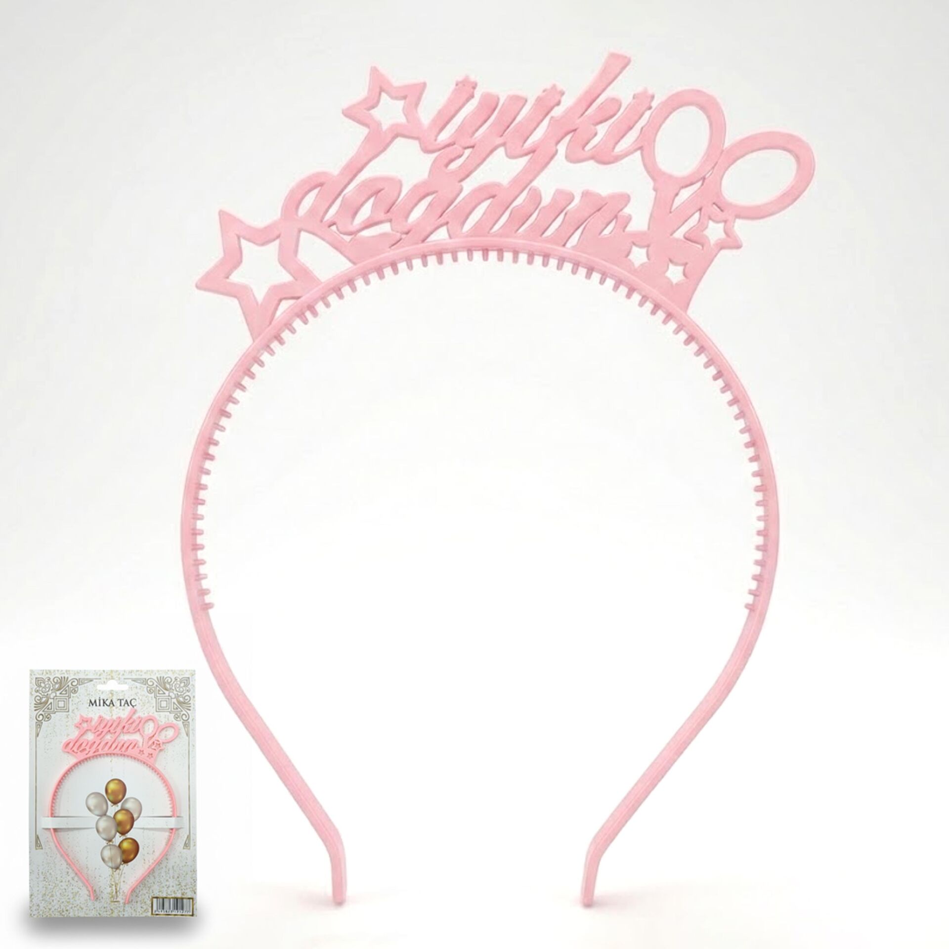 PLS RENKLİ TAÇ İYİKİ DOĞDUN PEMBE