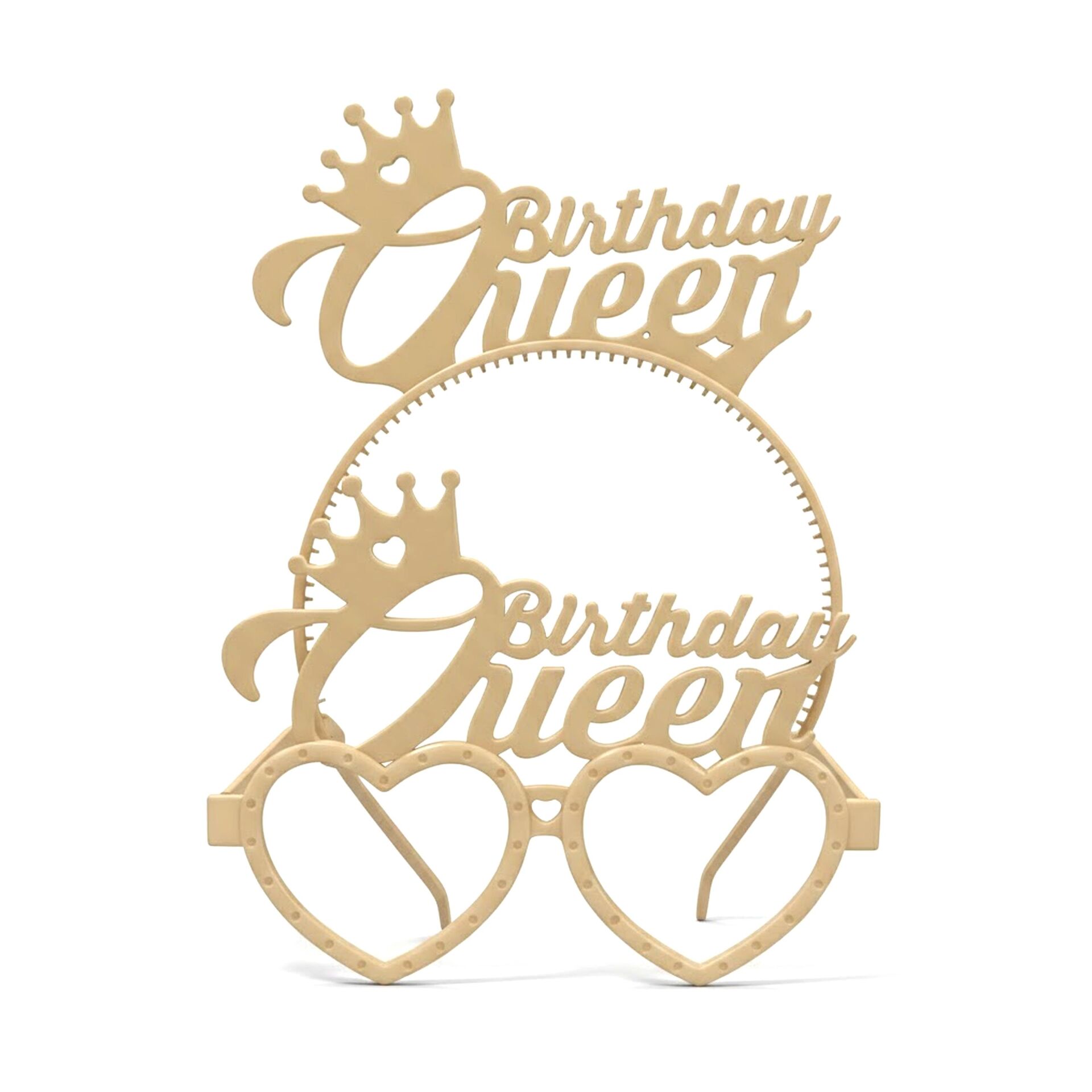 PLS RENKLİ GÖZLÜK TAÇ BİRTHDAY QUEEN GOLD