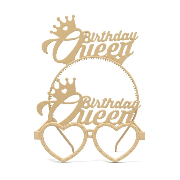 PLS RENKLİ GÖZLÜK TAÇ BİRTHDAY QUEEN GOLD