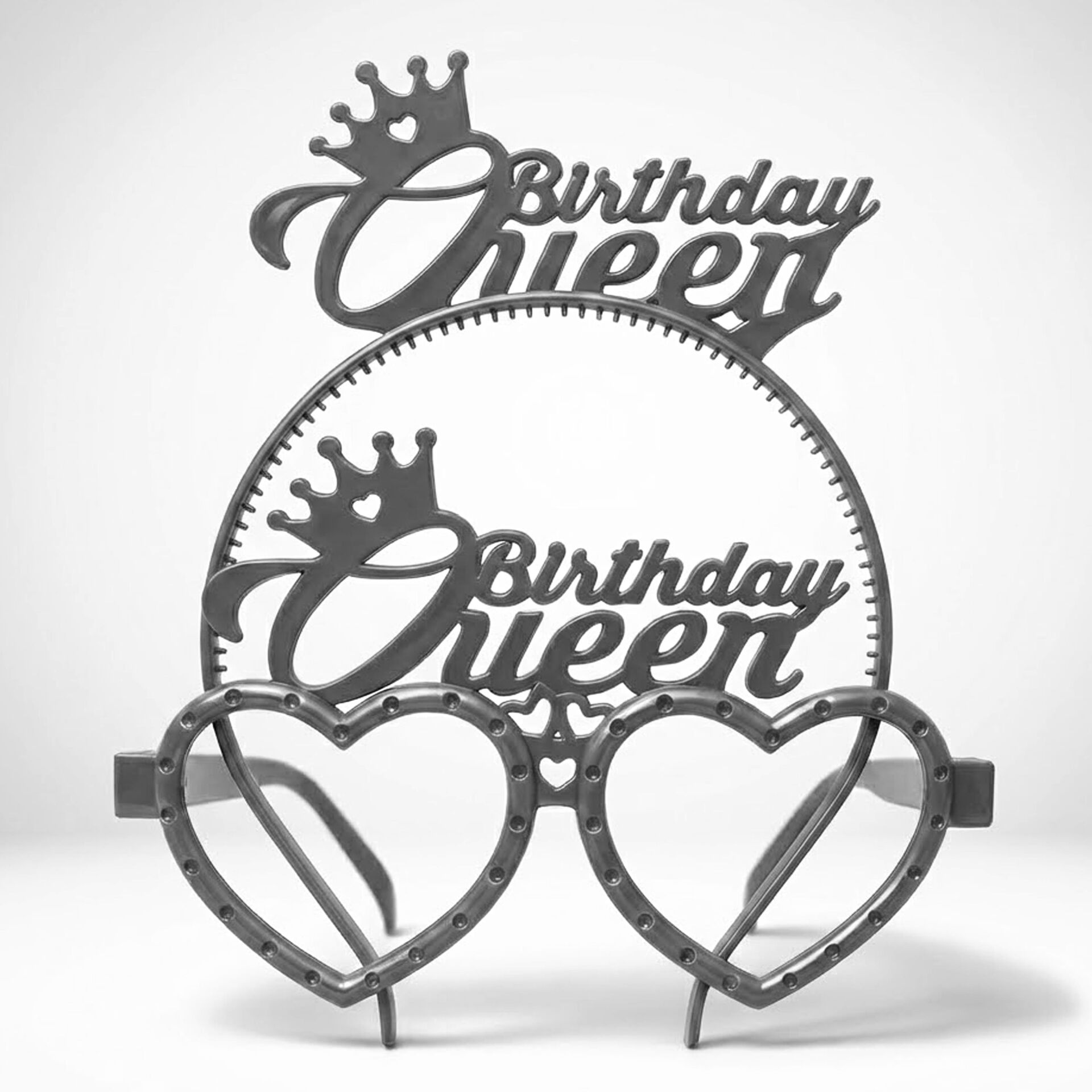 PLS RENKLİ GÖZLÜK TAÇ BİRTHDAY QUEEN GÜMÜŞ