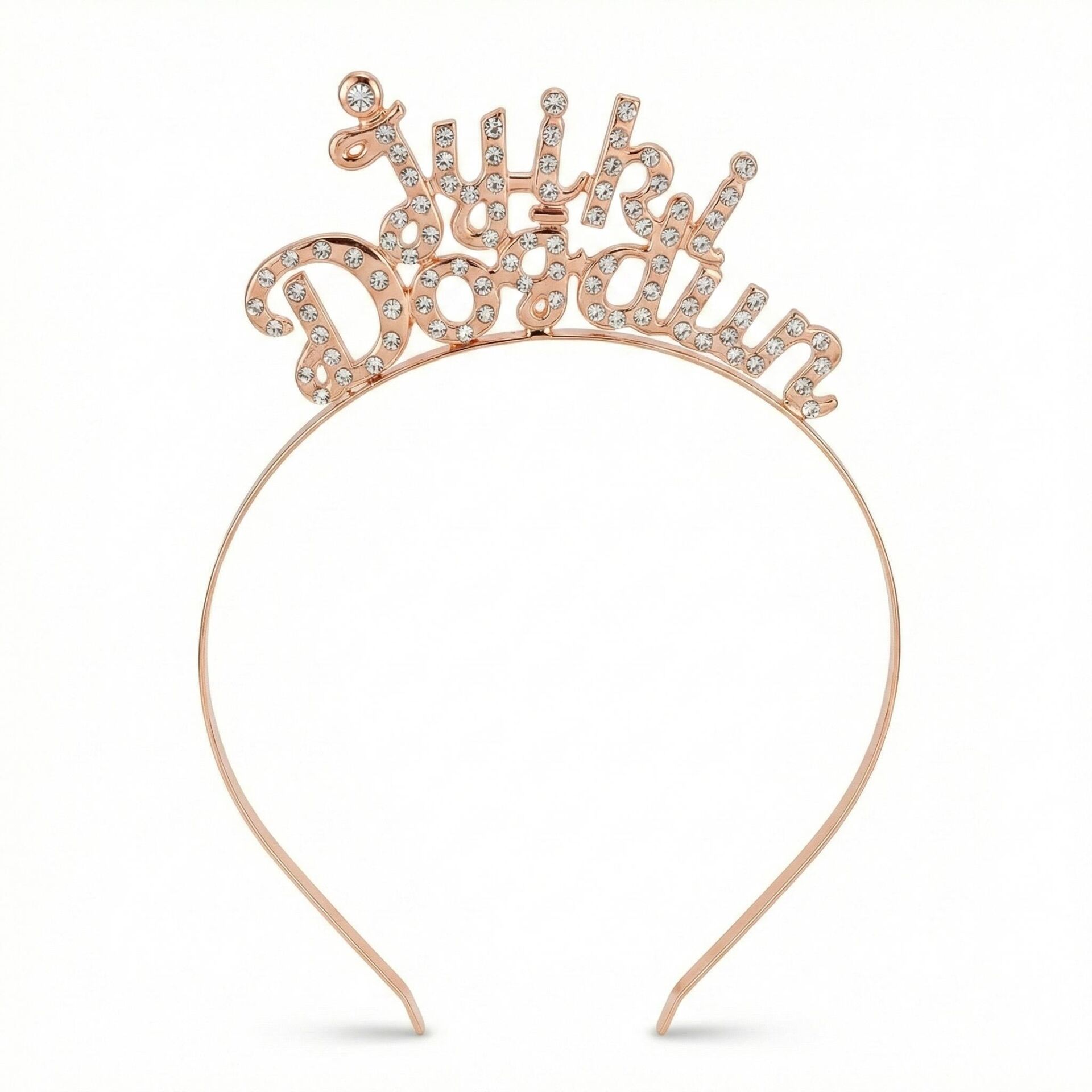 TAÇ TAŞLI METAL İYİKİ DOĞDUN ROZ GOLD