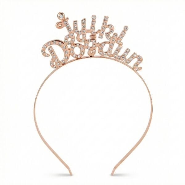 TAÇ TAŞLI METAL İYİKİ DOĞDUN ROZ GOLD