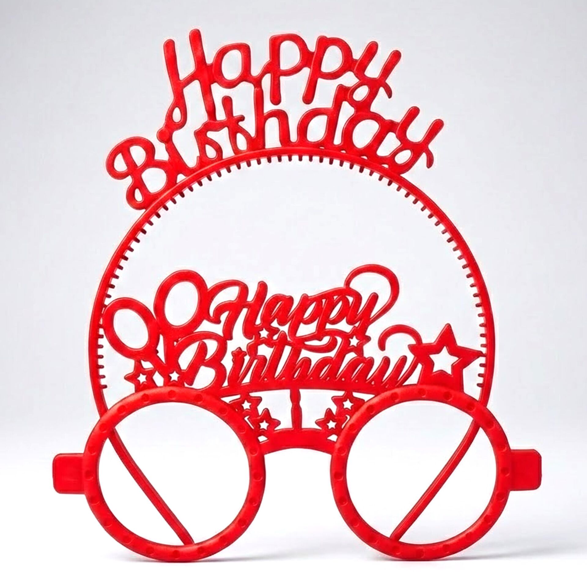 PLS RENKLİ GÖZLÜK TAÇ HAPPY BİRTHDAY KIRMIZI