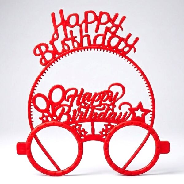 PLS RENKLİ GÖZLÜK TAÇ HAPPY BİRTHDAY KIRMIZI