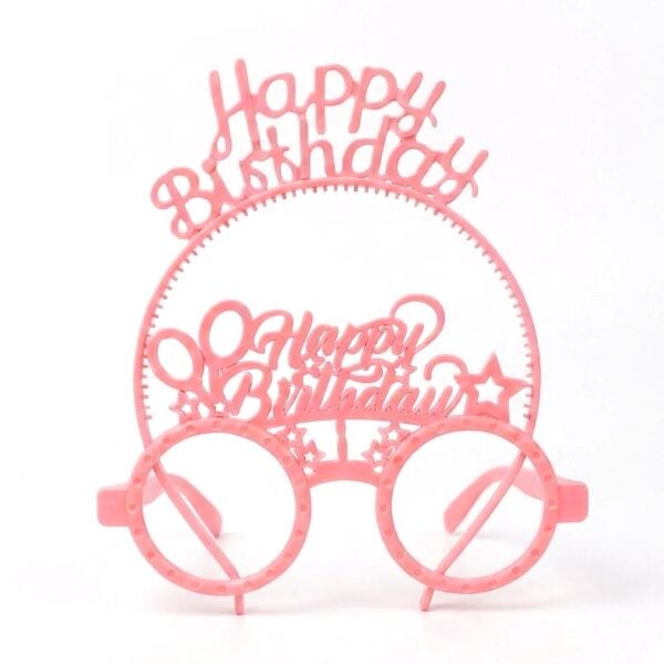 PLS RENKLİ GÖZLÜK TAÇ HAPPY BİRTHDAY PEMBE