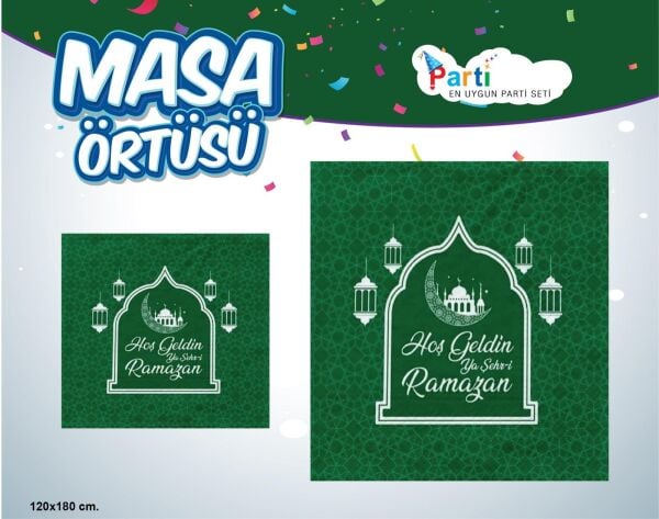 BASKILI MASA ÖRTÜSÜ RAMAZAN YEŞİL