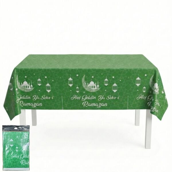 BASKILI MASA ÖRTÜSÜ RAMAZAN YEŞİL