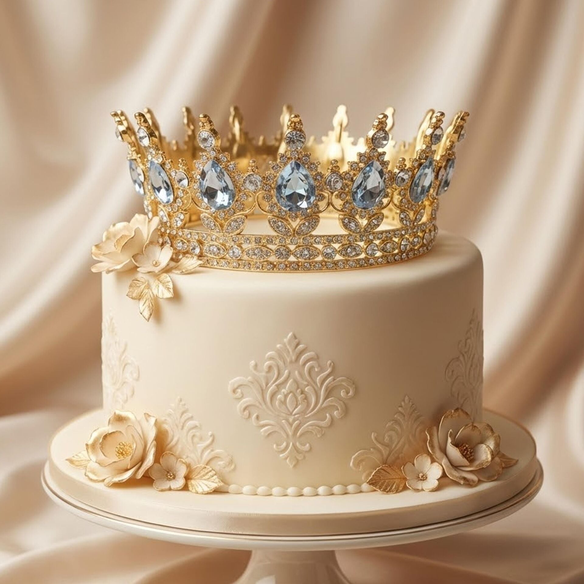 TAM TUR METAL TAÇ TAŞLI GOLD BEYAZ