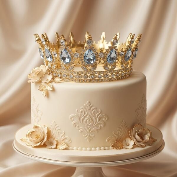 TAM TUR METAL TAÇ TAŞLI GOLD BEYAZ