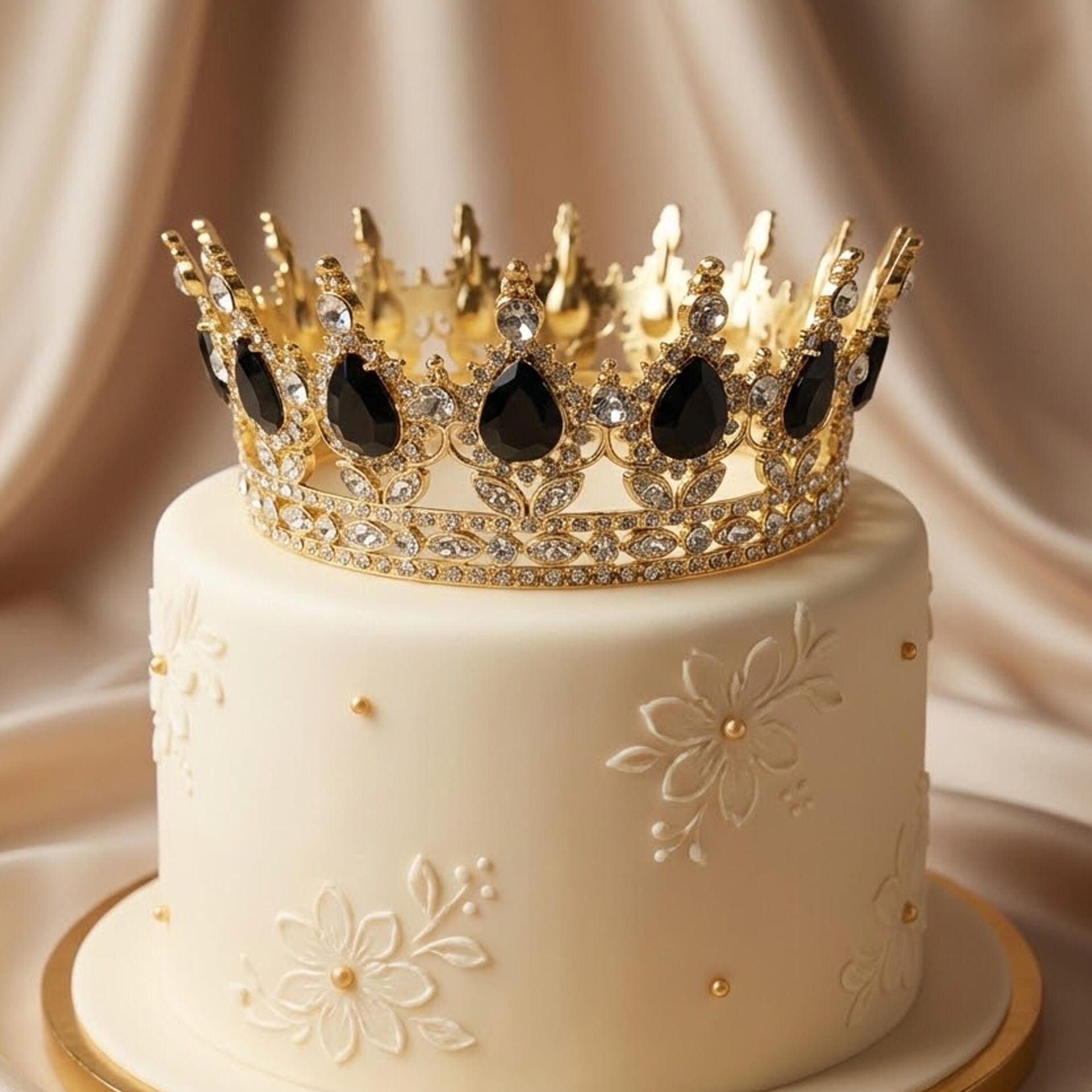 TAM TUR METAL TAÇ TAŞLI GOLD SİYAH