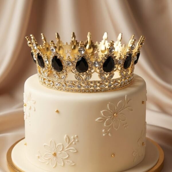 TAM TUR METAL TAÇ TAŞLI GOLD SİYAH