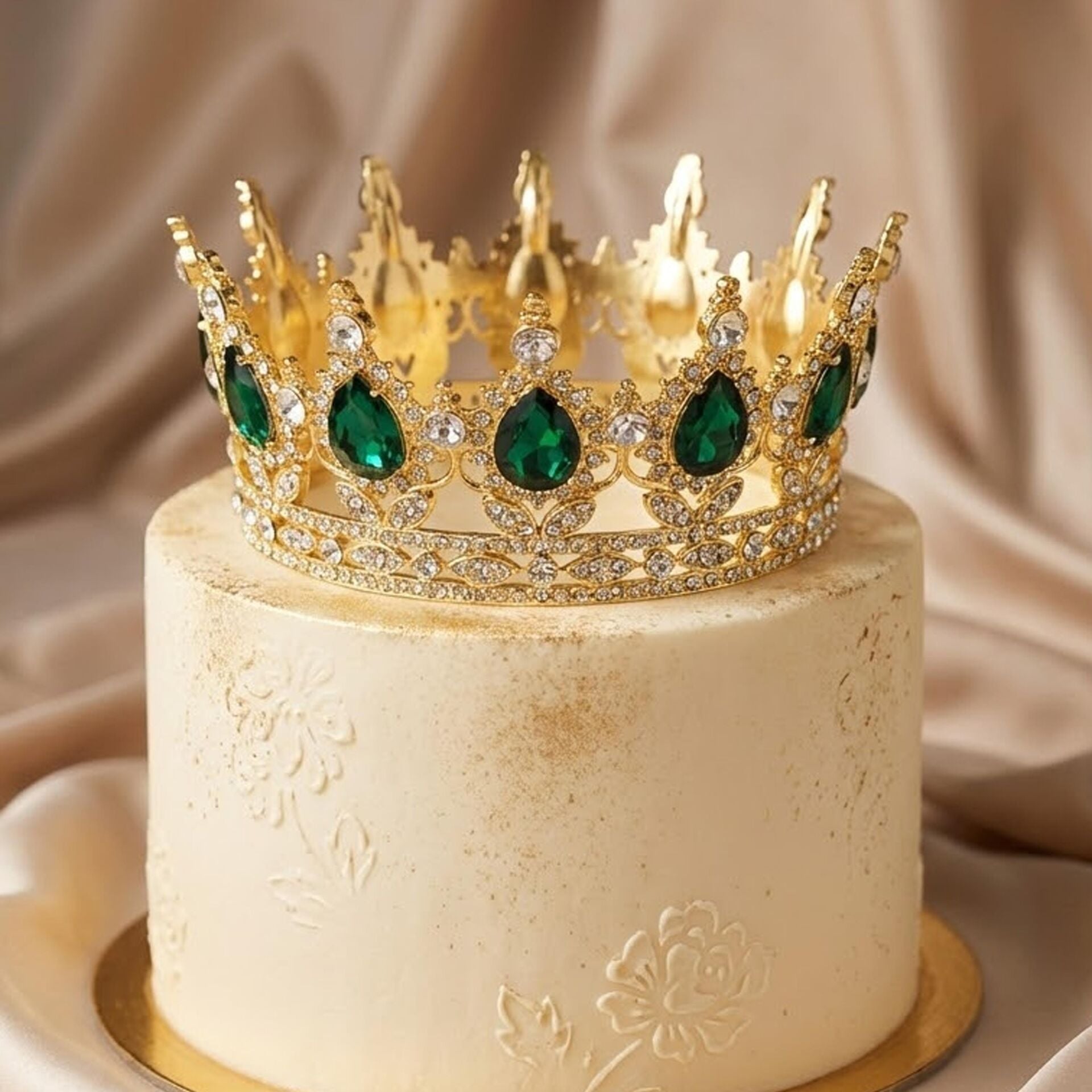 TAM TUR METAL TAÇ TAŞLI GOLD YEŞİL