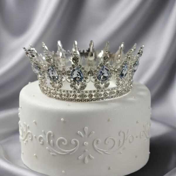 TAM TUR METAL TAÇ TAŞLI GÜMÜŞ BEYAZ