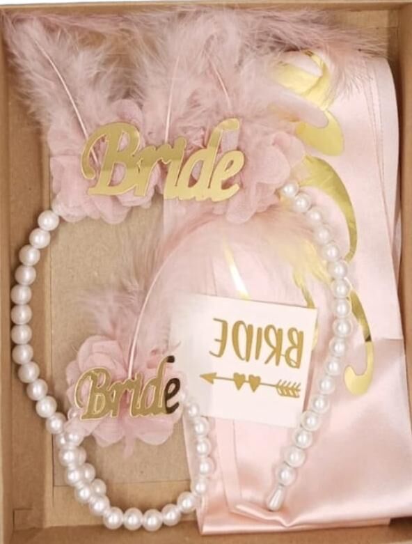 SET TAÇ İNCİLİ KUŞAK DÖVME 4 LÜ PEMBE GOLD