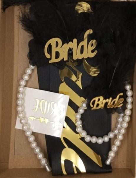 SET TAÇ İNCİLİ KUŞAK DÖVME 4 LÜ SİYAH GOLD