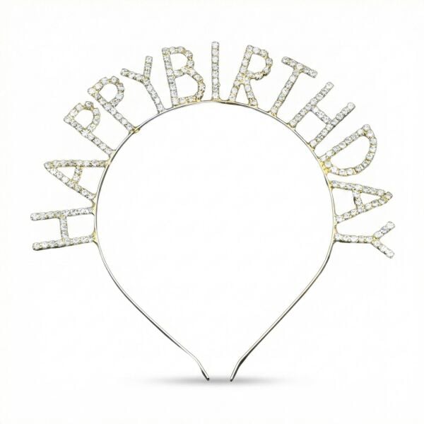 TAÇ TAŞLI METAL HAPPY BIRTHDAY GÜMÜŞ YENİ