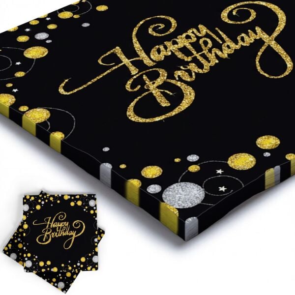 BASKILI PEÇETE HAPPY SİYAH GOLD