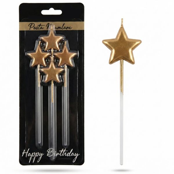 MUM 15 CM YILDIZ ÇUBUKLU ROZ 3 LÜ