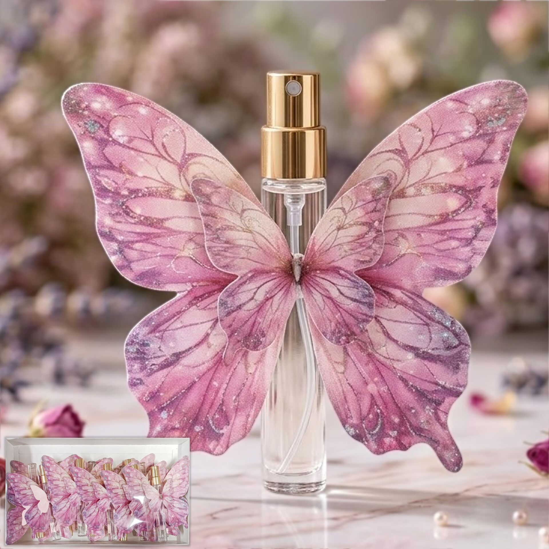 ŞİŞE FISFIS SÜSLÜ KELEBEK PEMBE 15 Lİ