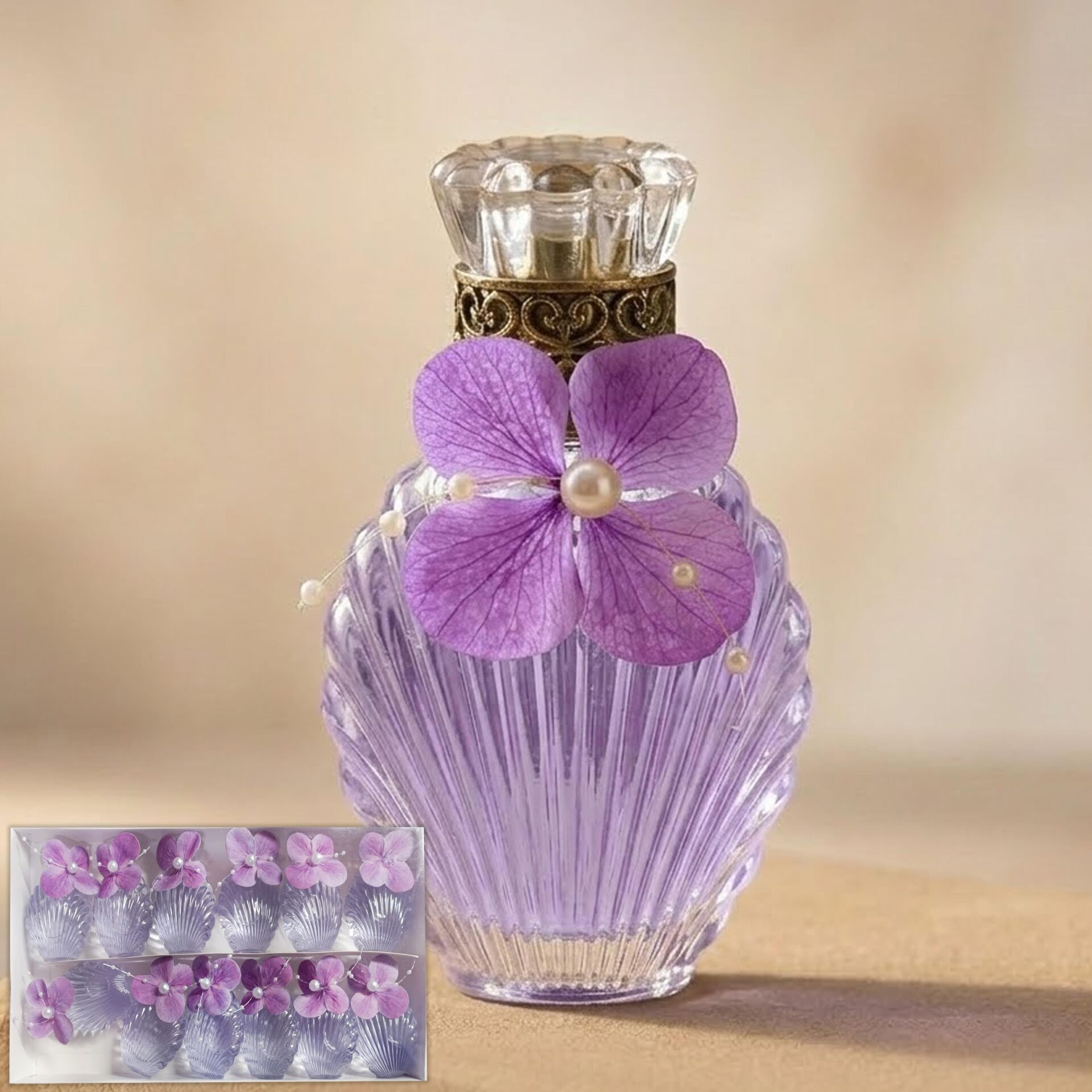 ŞİŞE KOLONYA SÜSLÜ İSTİRİDYE MOR 12 Lİ