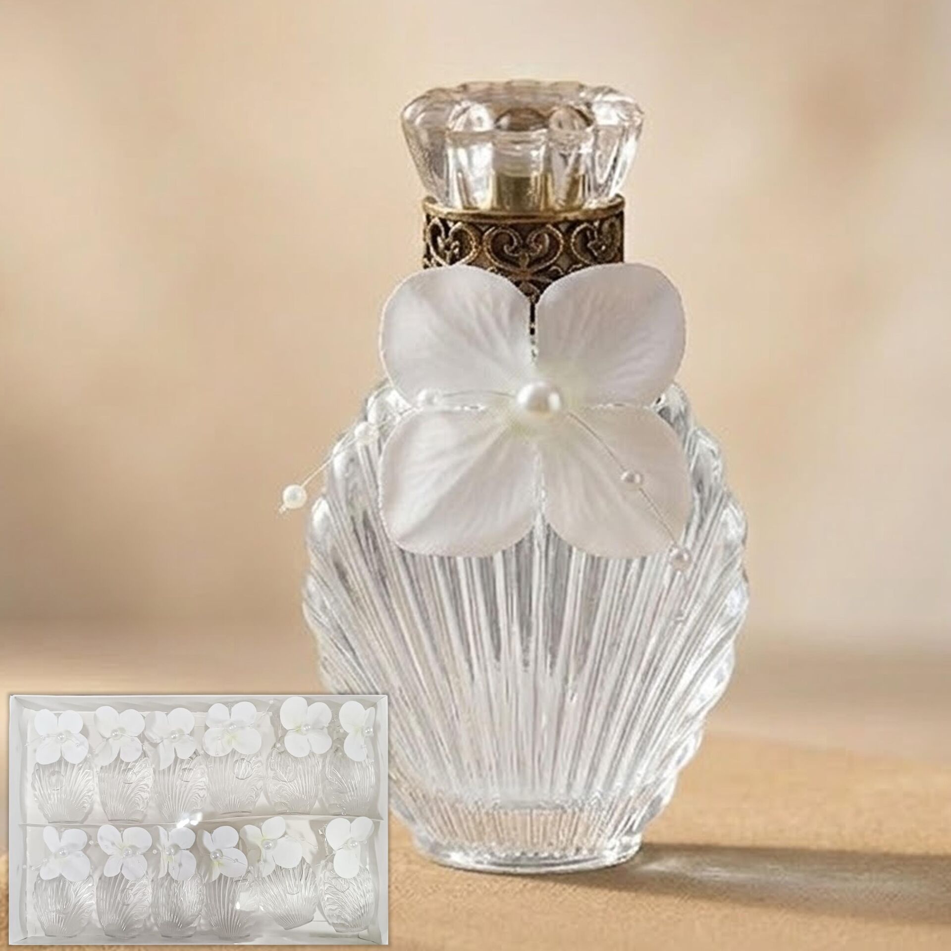 ŞİŞE KOLONYA SÜSLÜ İSTİRİDYE BEYAZ  Lİ