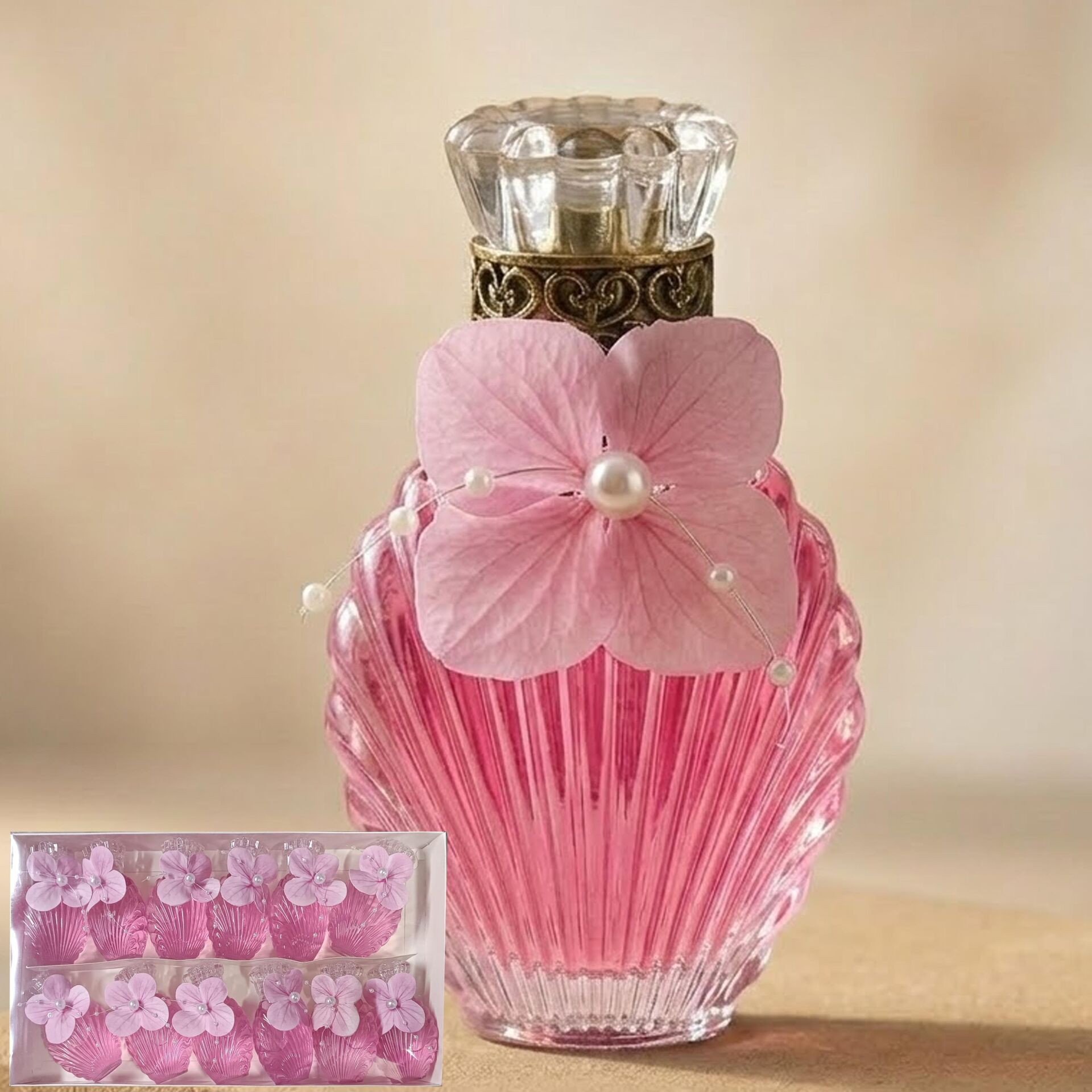 ŞİŞE KOLONYA SÜSLÜ İSTİRİDYE PEMBE12 Lİ