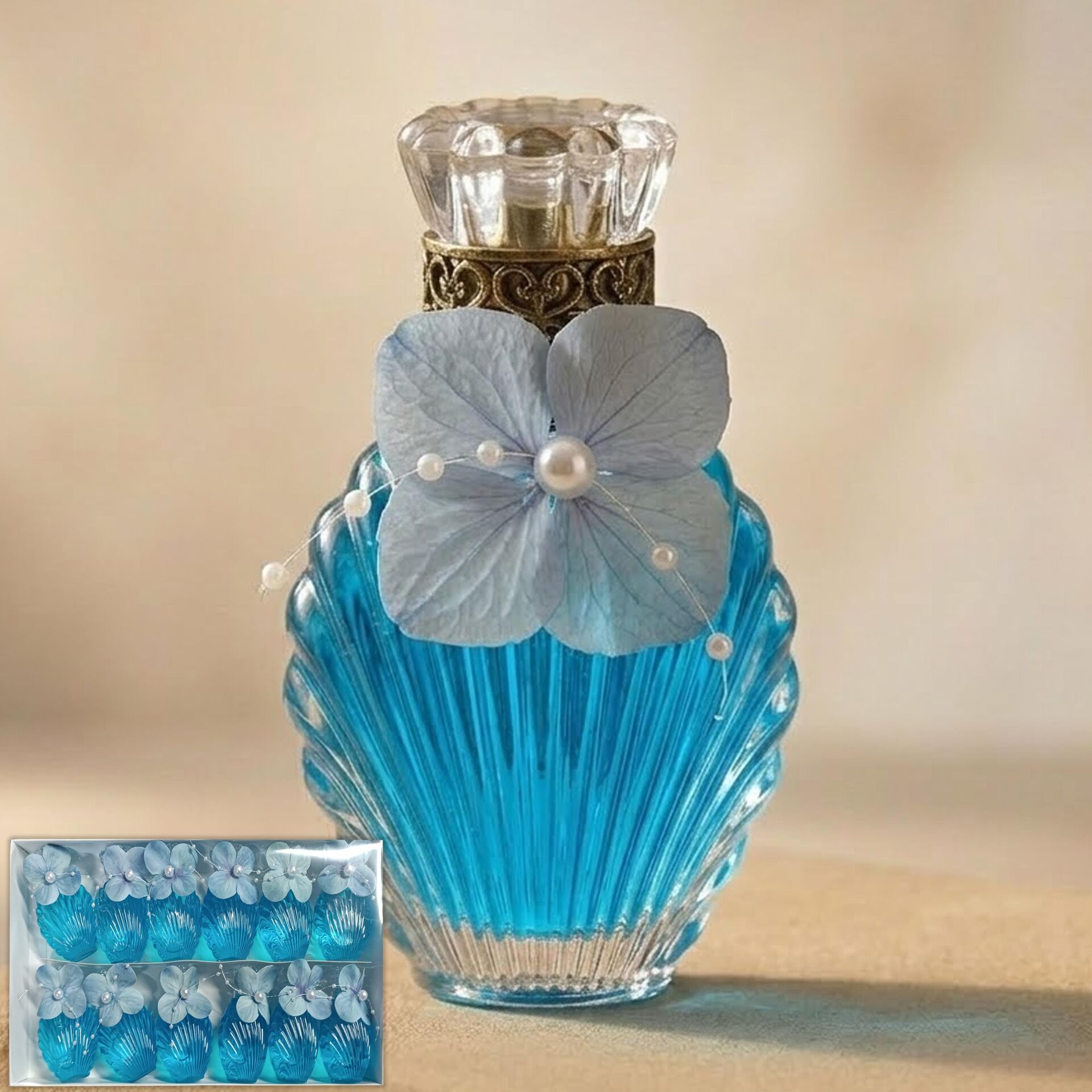 ŞİŞE KOLONYA SÜSLÜ İSTİRİDYE MAVİ 12 Lİ