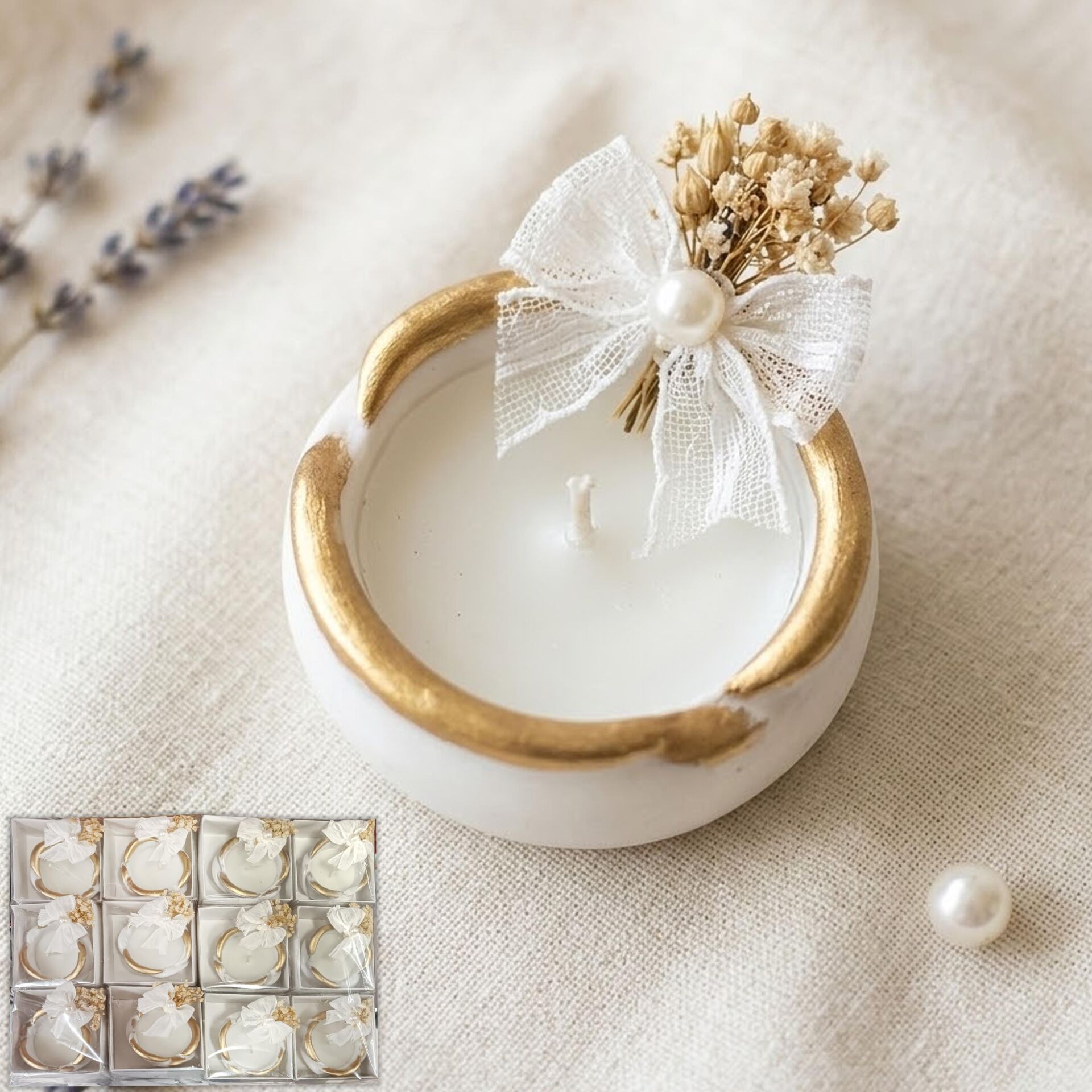 MUM TN POLYESTER VARAKLI MUMLUK GÜL SÜSLÜ 12 Lİ