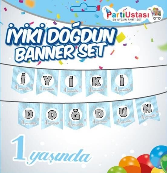 YAZI BANNER 1 YAŞ MAVİ