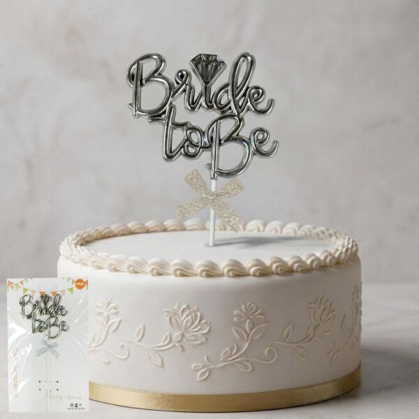 PASTA YAZISI PLASTİK FİYONKLU BRİDE TO BE GÜMÜŞ