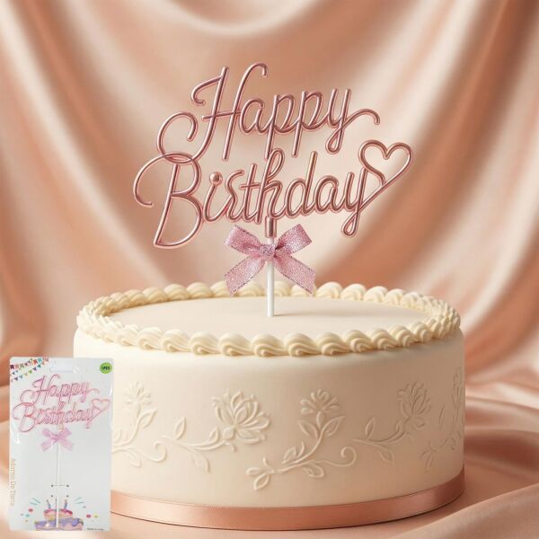 PASTA YAZISI PLASTİK FİYONKLU HAPPY PEMBE