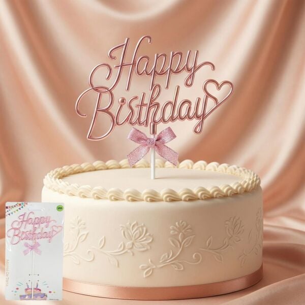 PASTA YAZISI PLASTİK FİYONKLU HAPPY PEMBE