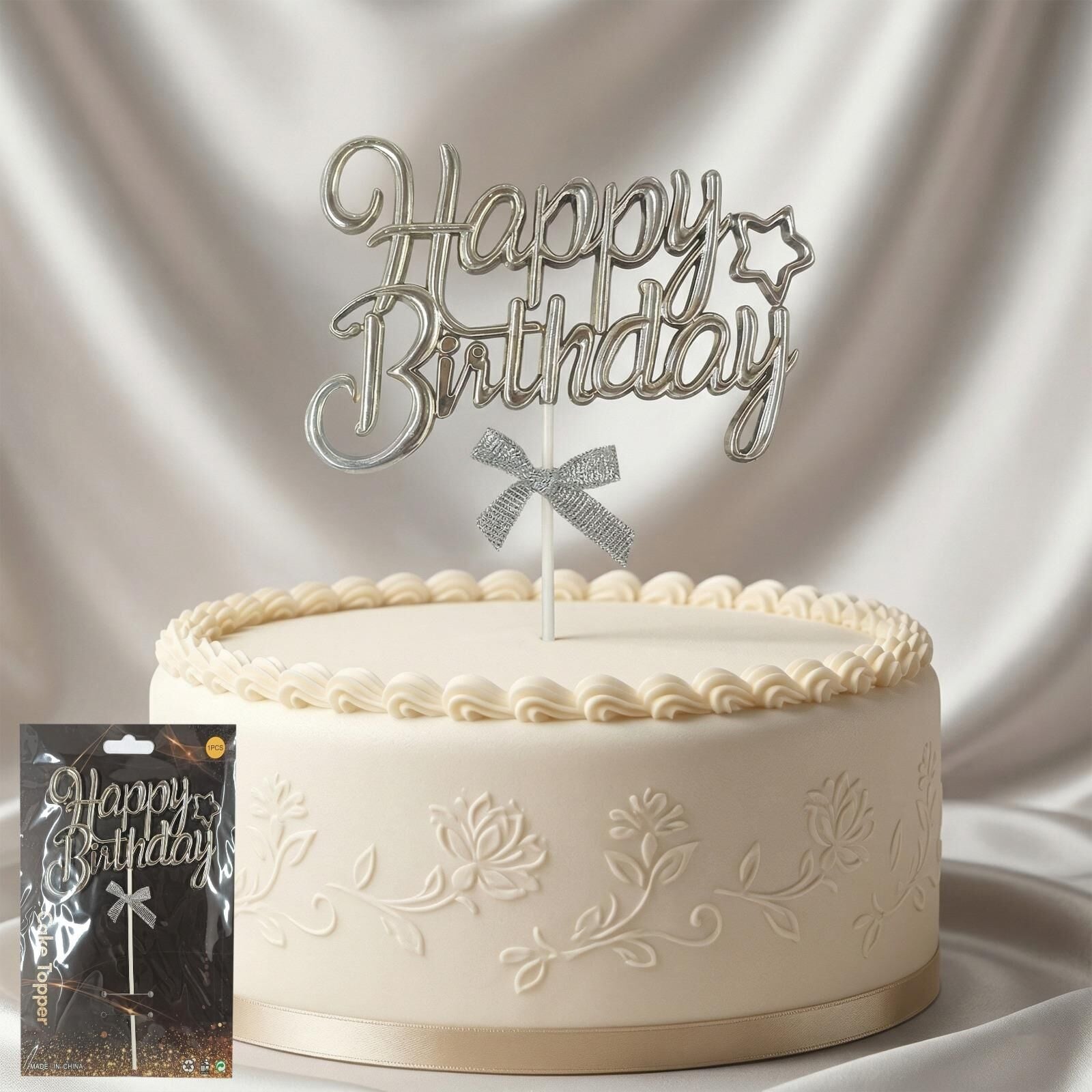 PASTA YAZISI PLASTİK FİYONKLU HAPPY GÜMÜŞ