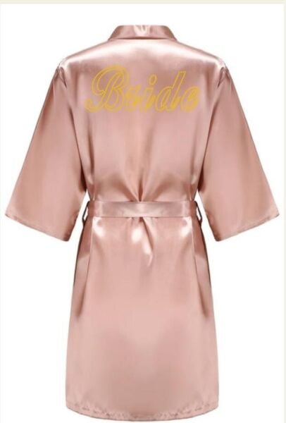 BRİDE SABAHLIK PEMBE GOLD YAZILI