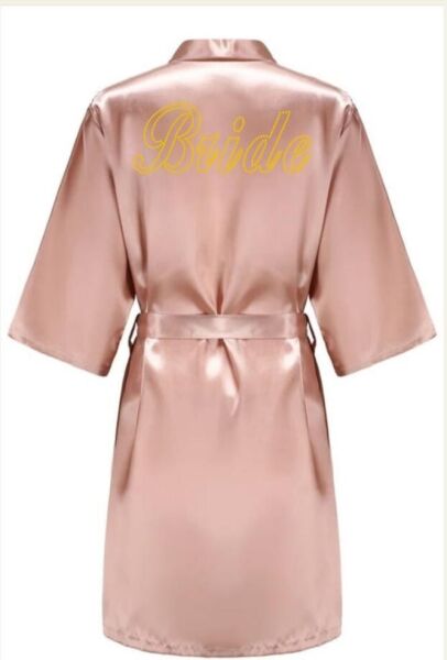 BRİDE SABAHLIK PEMBE GOLD YAZILI