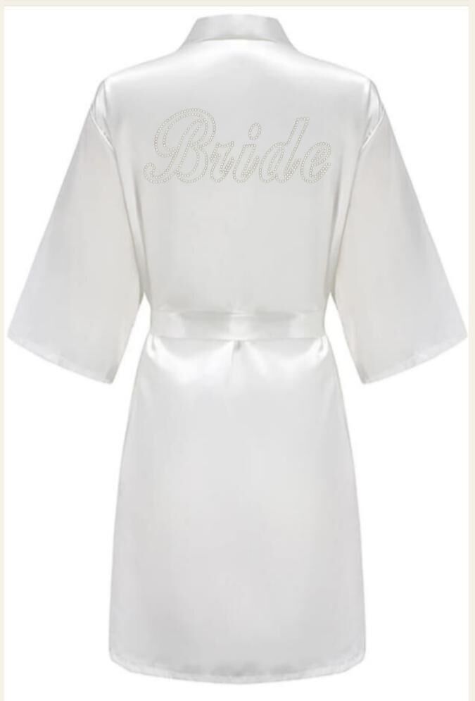 BRİDE SABAHLIK BEYAZ GÜMÜŞ YAZILI