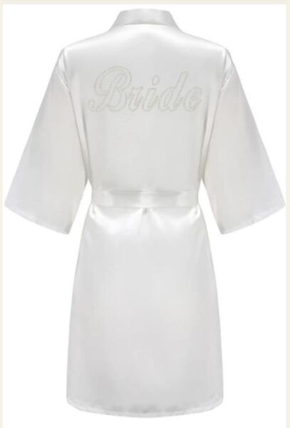 BRİDE SABAHLIK BEYAZ GÜMÜŞ YAZILI