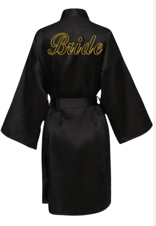 BRİDE SABAHLIK SİYAH GOLD YAZILI