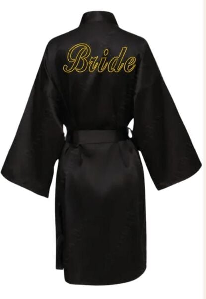 BRİDE SABAHLIK SİYAH GOLD YAZILI
