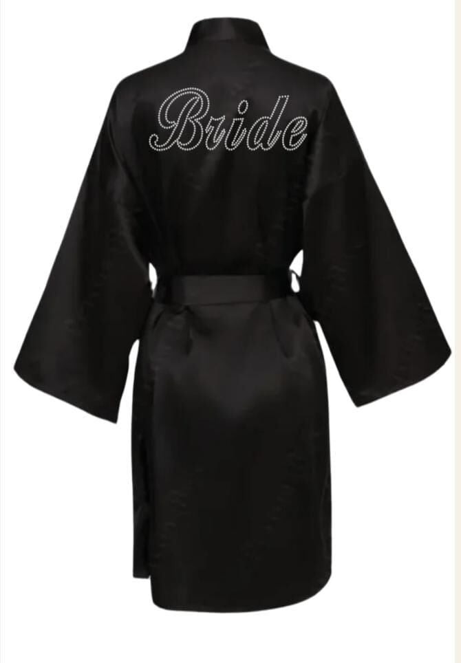 BRİDE SABAHLIK SİYAH GÜMÜŞ YAZILI