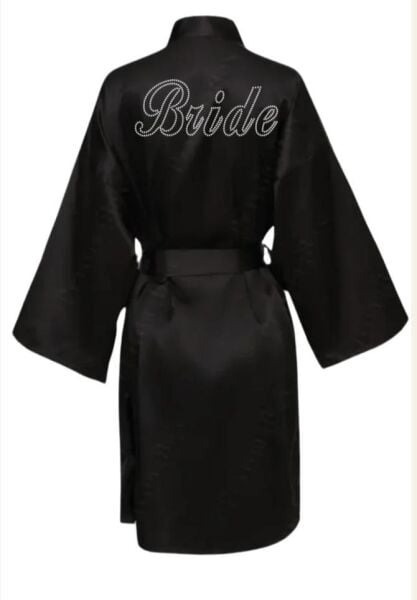 BRİDE SABAHLIK SİYAH GÜMÜŞ YAZILI