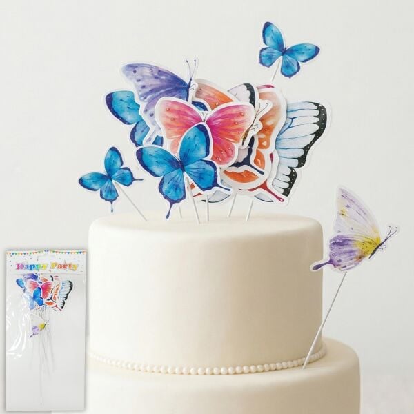 PASTA SÜSÜ KELEBEK 10 LU RENKLİ