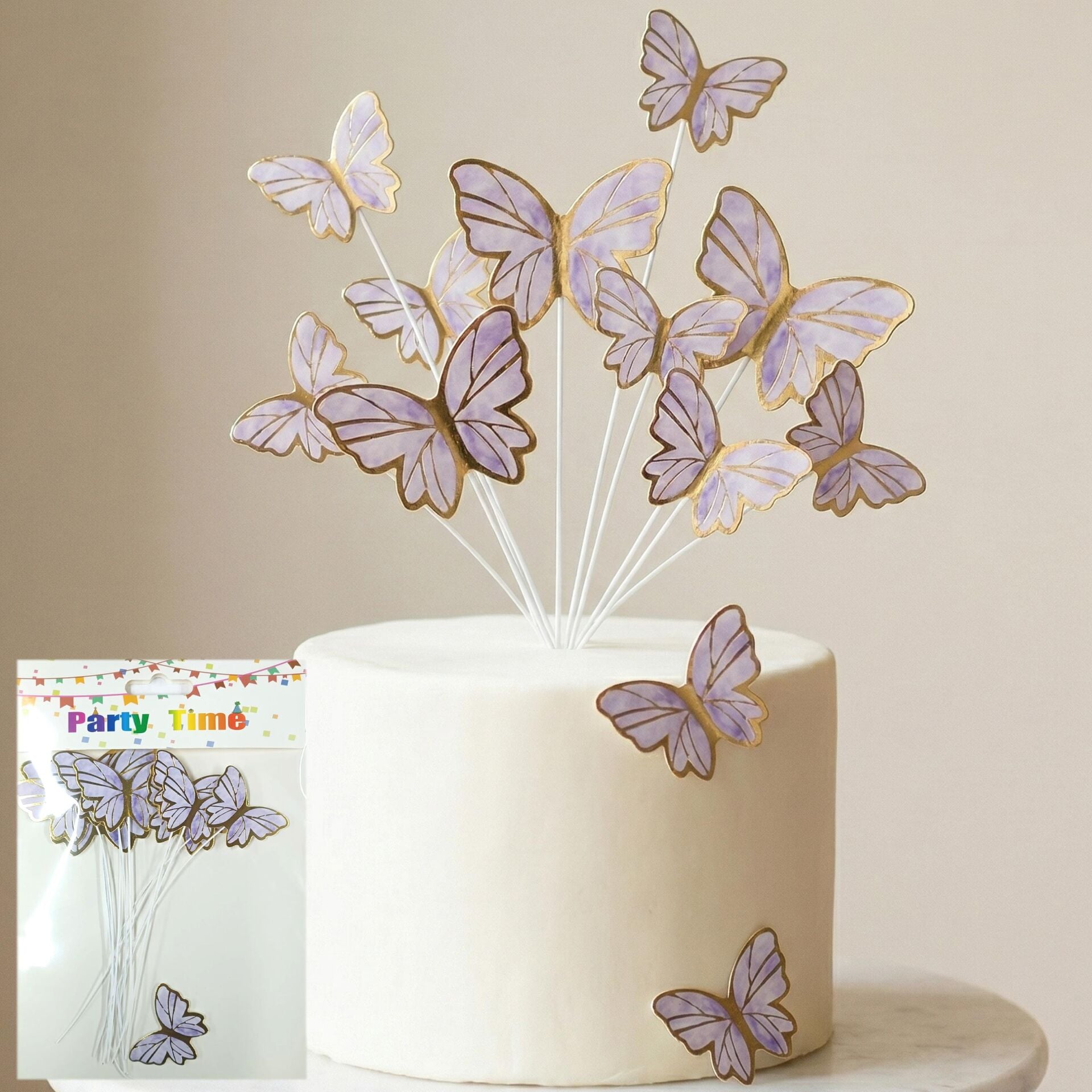 PASTA SÜSÜ KELEBEK 10 LU MOR