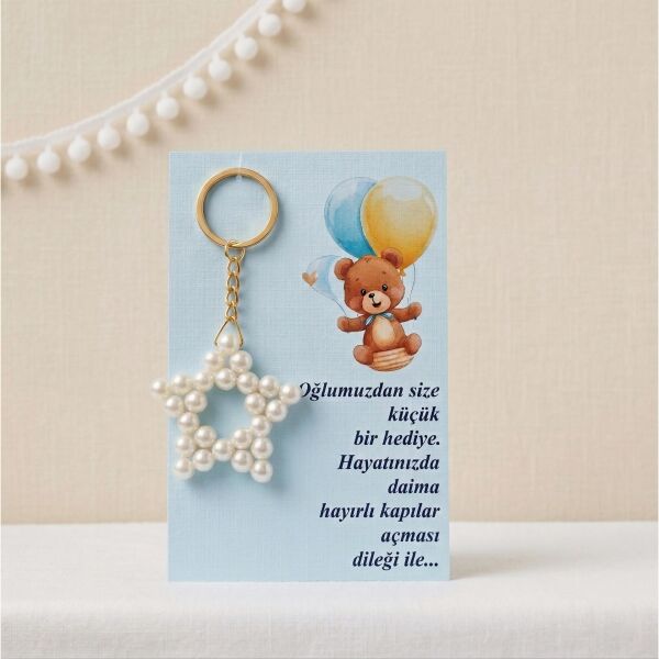 ANAHTARLIK İNCİLİ YILDIZ 25 Lİ NO:03